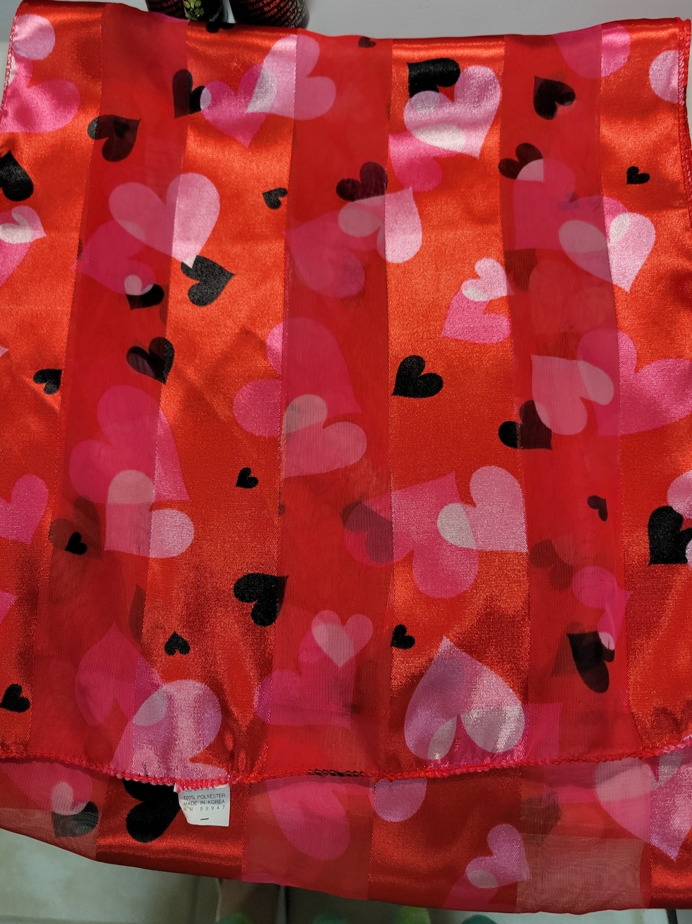 Red Hearted Scarf - Unbranded